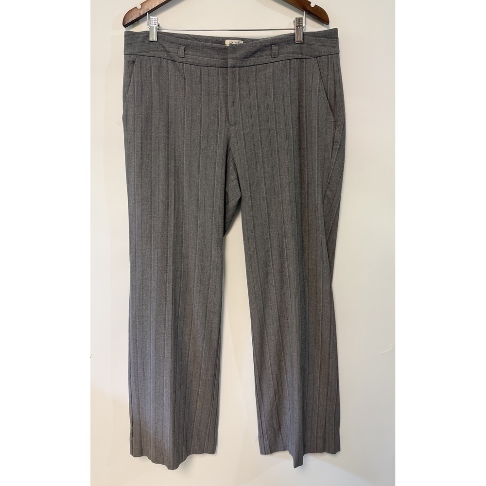 Vintage Y2K Gray Pinstripe Trousers Pants‎ Flared Boot Sz 14 Stretch 36x33 2005
